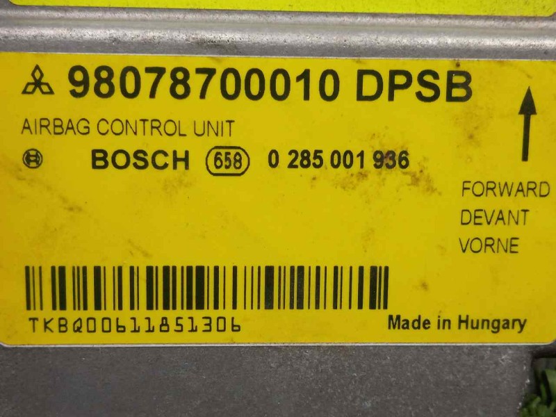 Recambio de centralita airbag para mitsubishi colt cabrio czc 1.5 cat referencia OEM IAM 0285001936-9807870010  