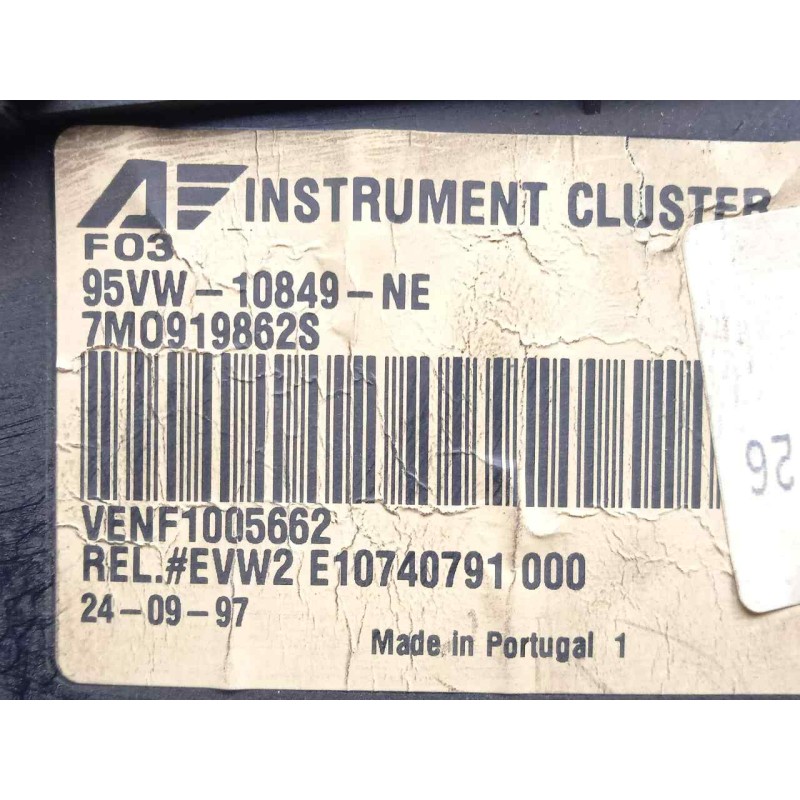 Recambio de cuadro instrumentos para volkswagen sharan (7m8) 1.9 tdi referencia OEM IAM 7M0919862S-95VW10849NE  