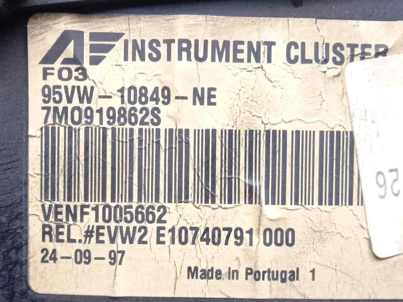 Recambio de cuadro instrumentos para volkswagen sharan (7m8) 1.9 tdi referencia OEM IAM 7M0919862S-95VW10849NE  