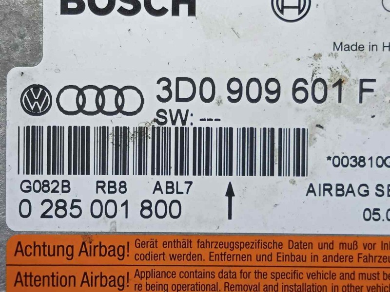 Recambio de centralita airbag para volkswagen touareg (7la) 2.5 tdi referencia OEM IAM 0285001800-3D0909601F BOSCH 