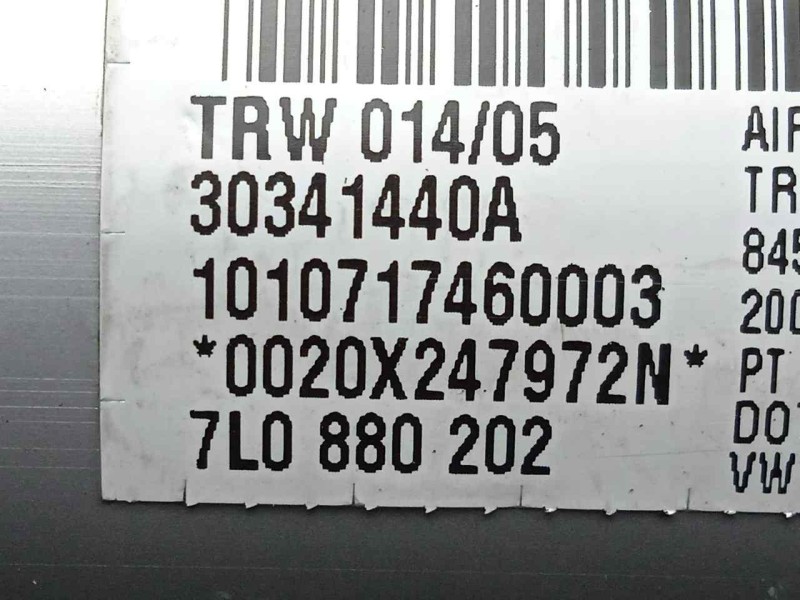 Recambio de airbag delantero derecho para volkswagen touareg (7la) 2.5 tdi referencia OEM IAM 7L0880202-30341440A  