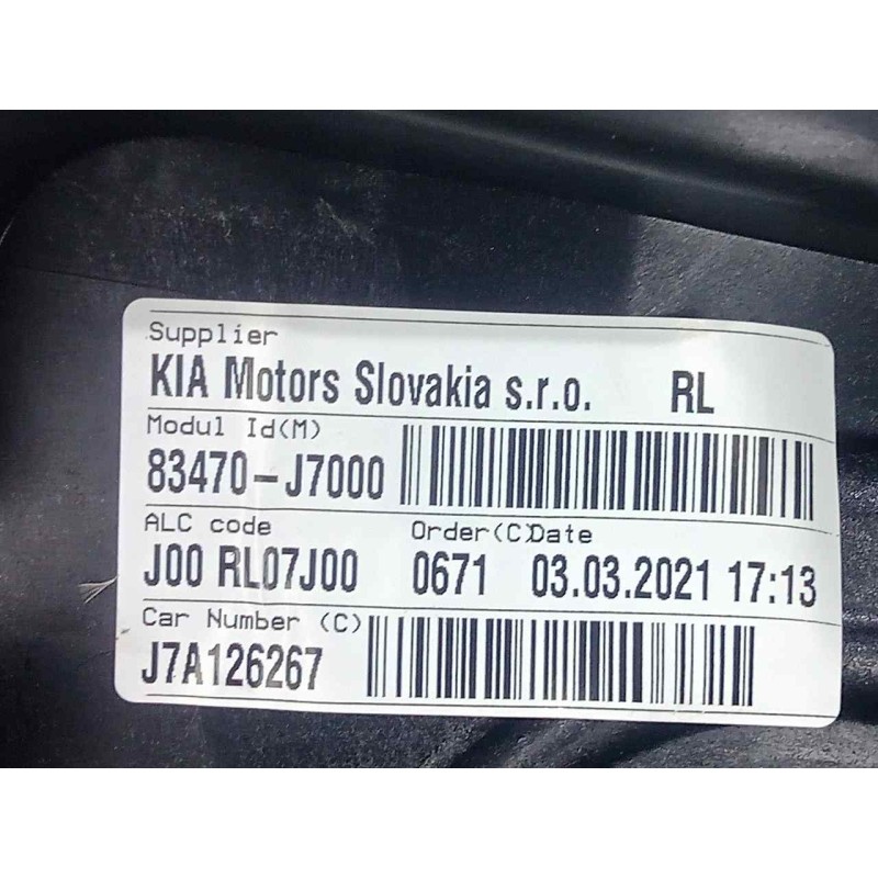 Recambio de elevalunas trasero izquierdo para kia ceed 1.0 tgdi cat referencia OEM IAM 83470J7000  