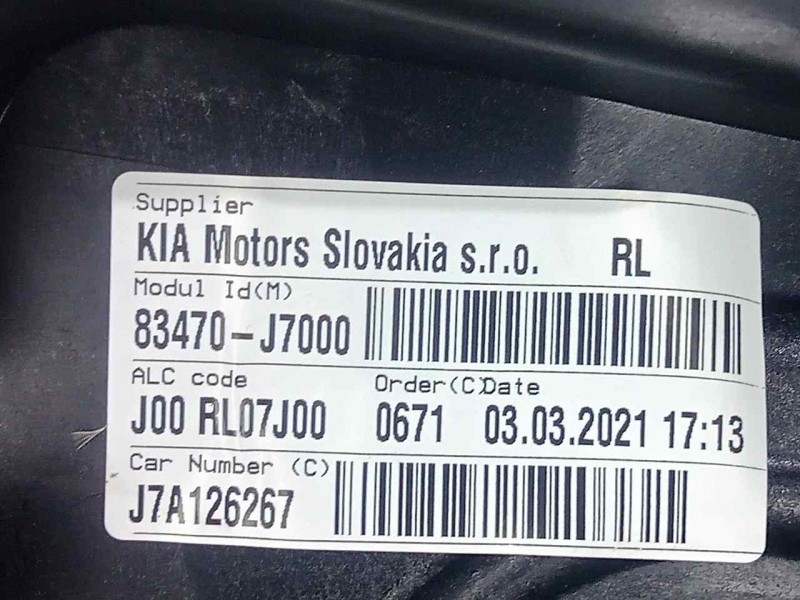 Recambio de elevalunas trasero izquierdo para kia ceed 1.0 tgdi cat referencia OEM IAM 83470J7000  