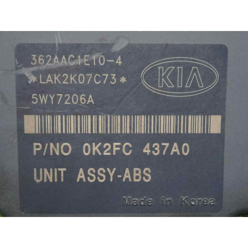 Recambio de abs para kia carens 2.0 turbodiesel cat referencia OEM IAM 5WY7206A-362AAC1E104-0K2FC437A0  MANDO