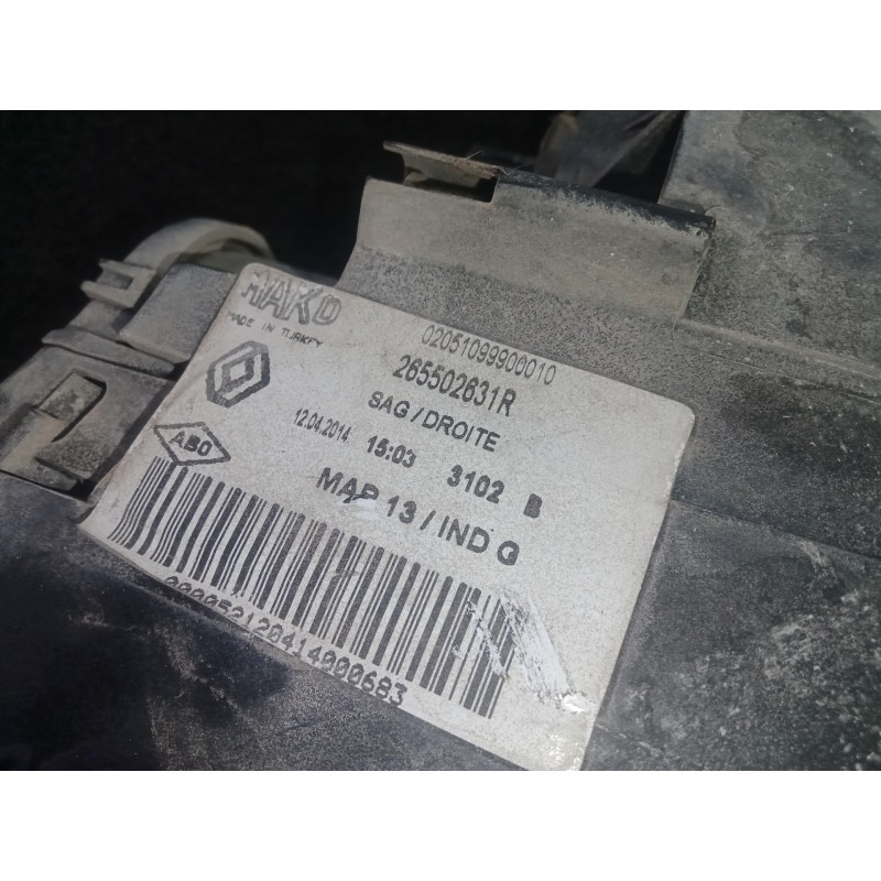 Recambio de piloto trasero derecho para renault clio iv 1.2 tce energy referencia OEM IAM 265502631R 4.PINES 