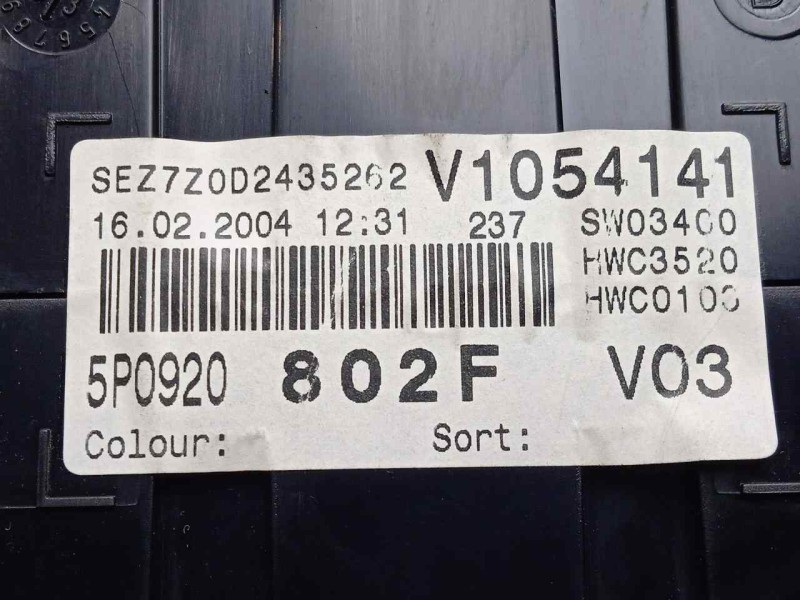 Recambio de cuadro instrumentos para seat altea (5p1) 1.6 referencia OEM IAM 5P0920802F  