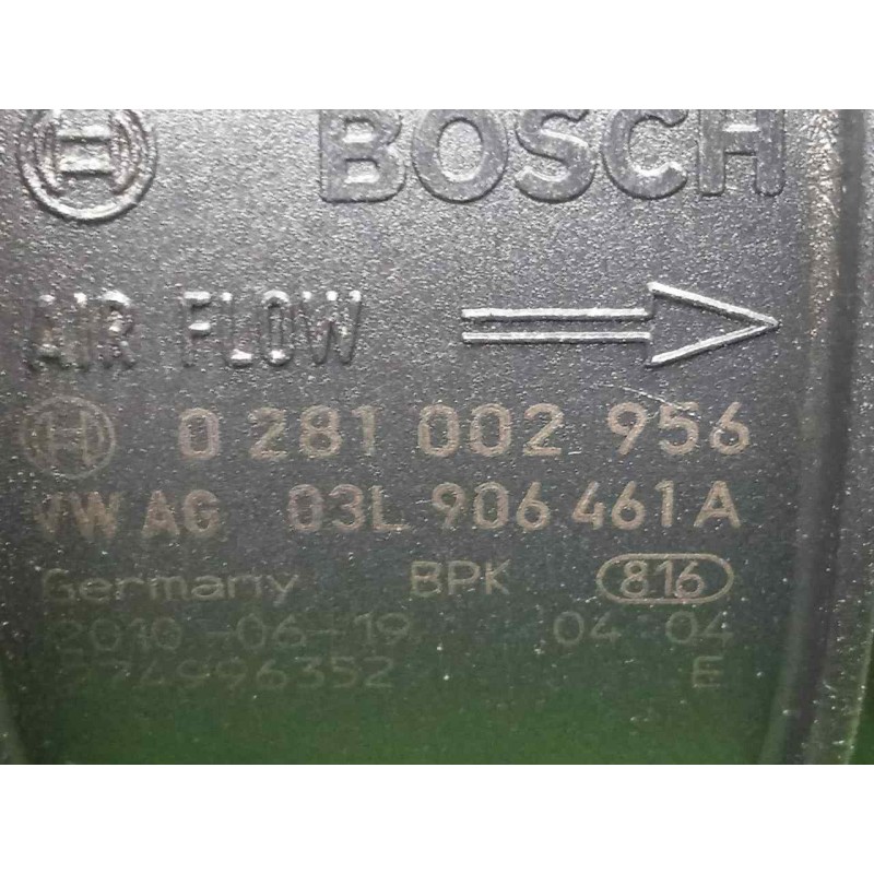 Recambio de caudalimetro para seat ibiza (6j5) 2.0 tdi referencia OEM IAM 0281002956-03L906461A 4.PINES BOSCH