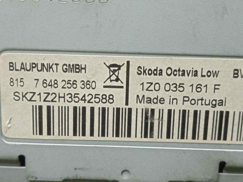 Recambio de sistema audio / radio cd para skoda octavia berlina (1z3) 1.6 referencia OEM IAM 1Z0035161F-BP7648256360  