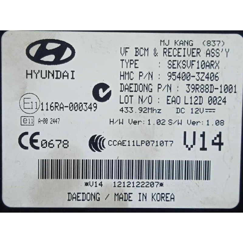 Recambio de modulo electronico para hyundai i40 cw 1.7 crdi cat referencia OEM IAM 954003Z406-39R88D1001  