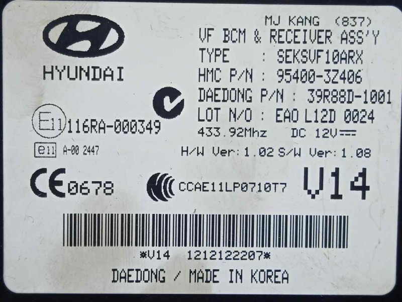 Recambio de modulo electronico para hyundai i40 cw 1.7 crdi cat referencia OEM IAM 954003Z406-39R88D1001  