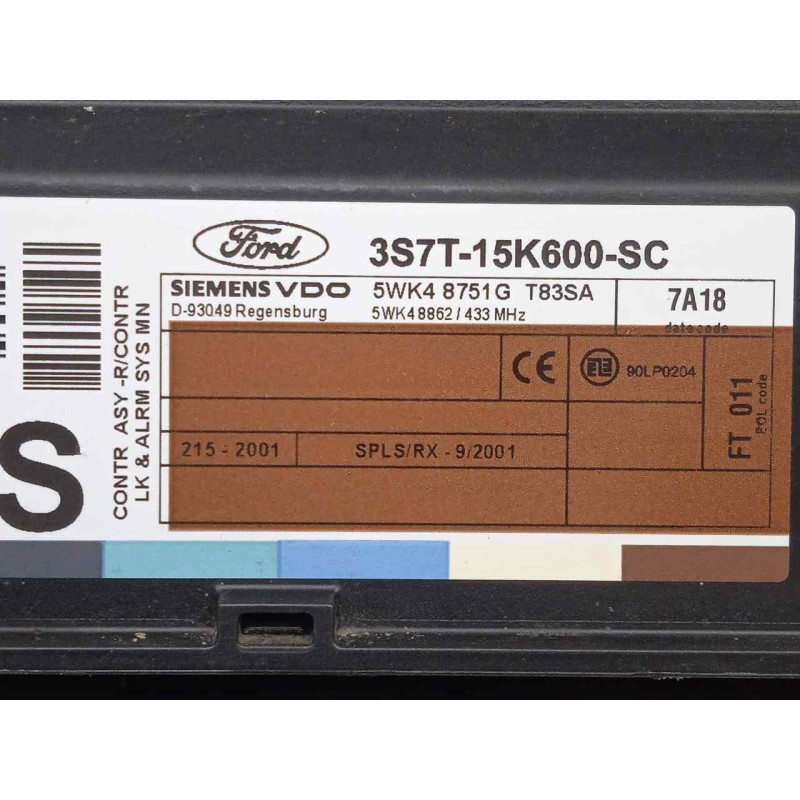 Recambio de modulo electronico para ford mondeo berlina (ge) 2.2 tdci referencia OEM IAM 5WK48751G-5WK48862-3S7T15K600SC  