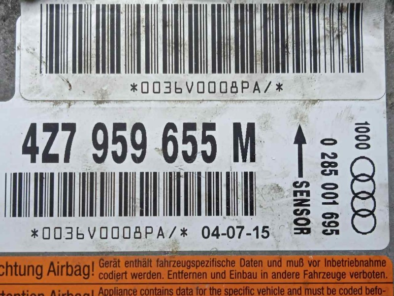 Recambio de centralita airbag para audi allroad quattro (4b5) 2.5 v6 24v tdi referencia OEM IAM 0285001695-4Z7959655M  