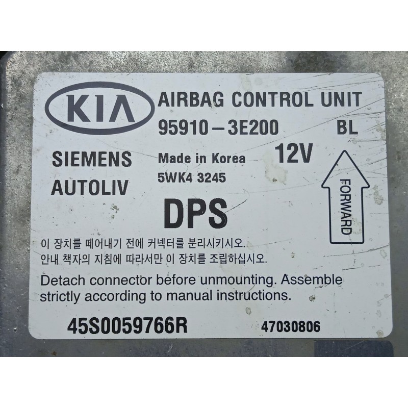 Recambio de centralita airbag para kia sorento 2.5 crdi cat referencia OEM IAM 959103E200-5WK43245  