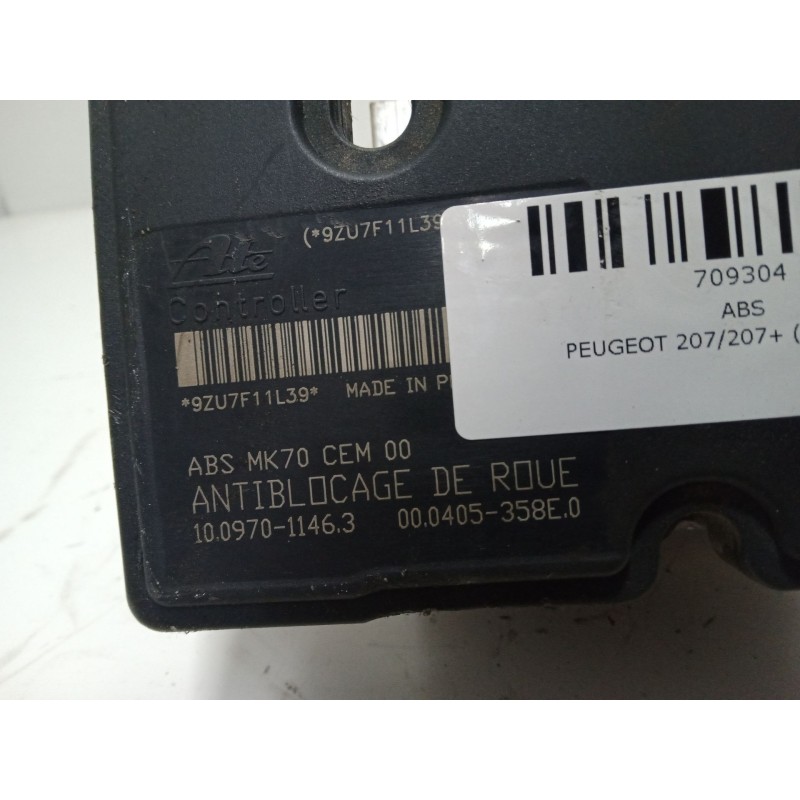 Recambio de abs para peugeot 207/207+ (wa_, wc_) 1.4 bifuel referencia OEM IAM 10097011463-9ZU7F11L39  ATE
