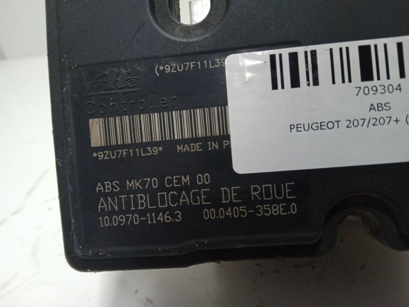 Recambio de abs para peugeot 207/207+ (wa_, wc_) 1.4 bifuel referencia OEM IAM 10097011463-9ZU7F11L39  ATE