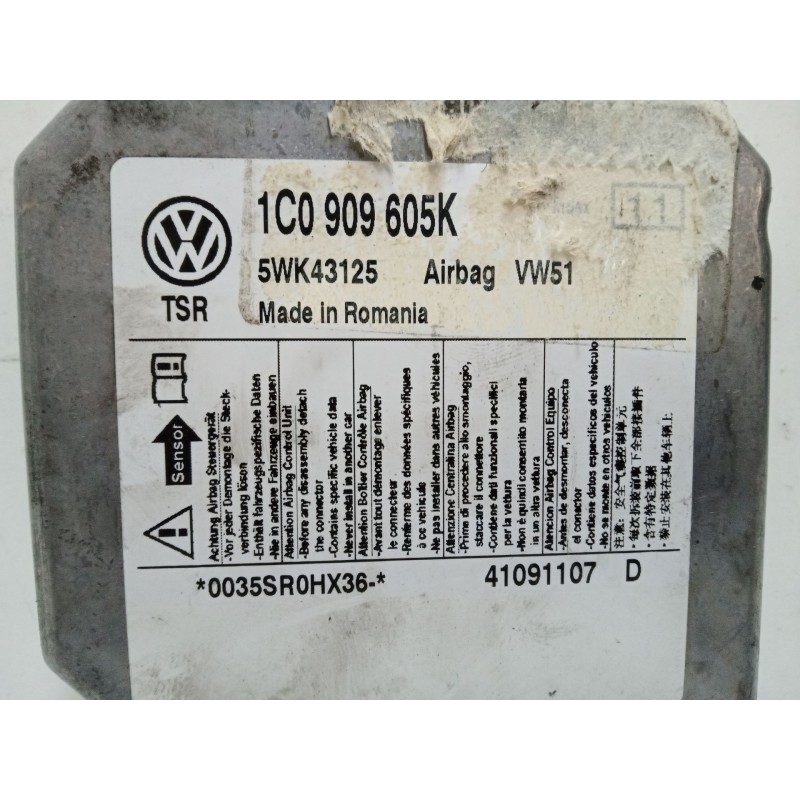 Recambio de centralita airbag para volkswagen polo iv (9n_, 9a_) 1.4 tdi referencia OEM IAM 1C0909605K-5WK43125  
