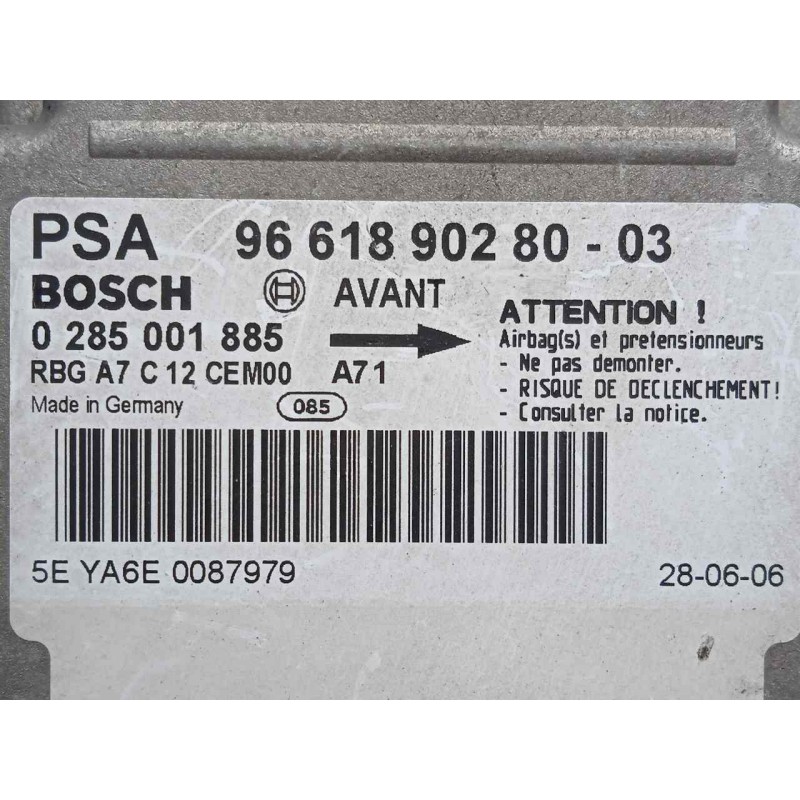 Recambio de centralita airbag para peugeot 207 1.4 16v cat (kfu / et3j4) referencia OEM IAM 0285001885-9661890280  