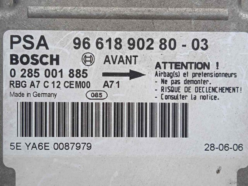Recambio de centralita airbag para peugeot 207 1.4 16v cat (kfu / et3j4) referencia OEM IAM 0285001885-9661890280  