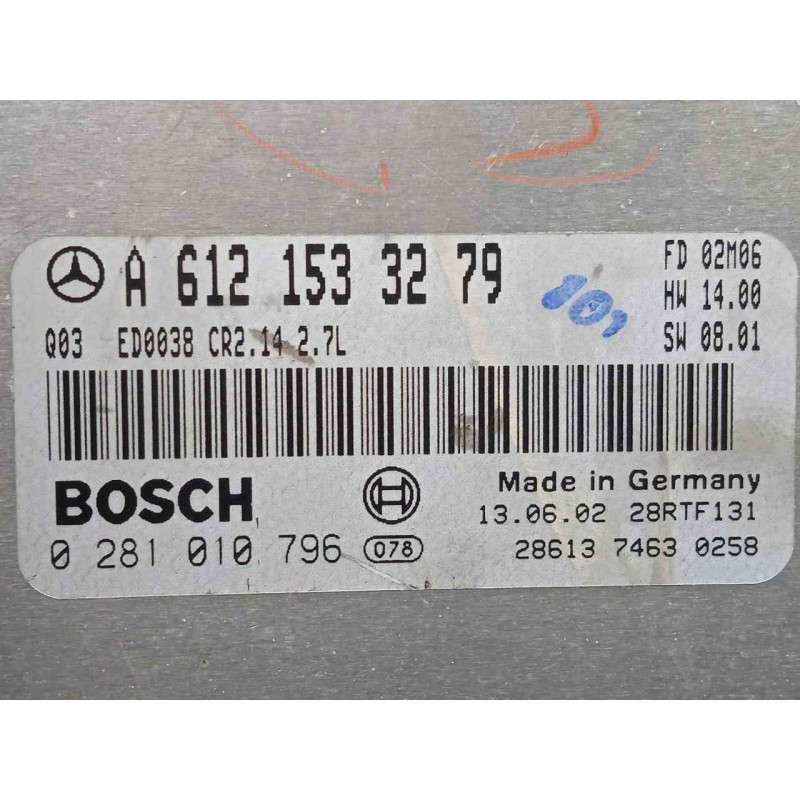 Recambio de centralita motor uce para mercedes-benz clase m (w163) 2.7 cdi 20v cat referencia OEM IAM 0281010796-A6121533279-EDC