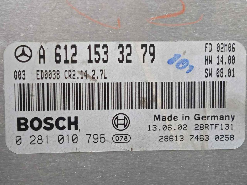 Recambio de centralita motor uce para mercedes-benz clase m (w163) 2.7 cdi 20v cat referencia OEM IAM 0281010796-A6121533279-EDC