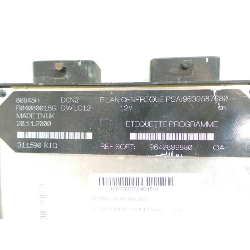 Recambio de centralita motor uce para peugeot 206 berlina 1.9 diesel referencia OEM IAM 9640899880-9639587680-80845H-R04080015G-