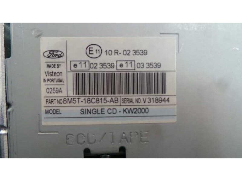 Recambio de sistema audio / radio cd para ford focus lim. (cb4) 1.6 tdci cat referencia OEM IAM 8M5T18C815AB  