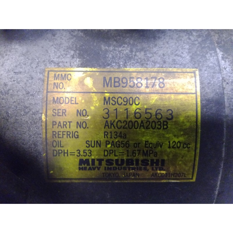 Recambio de compresor aire acondicionado para mitsubishi carisma berlina 4 (da0) 1.6 cat referencia OEM IAM MB958178-AKC200A203B