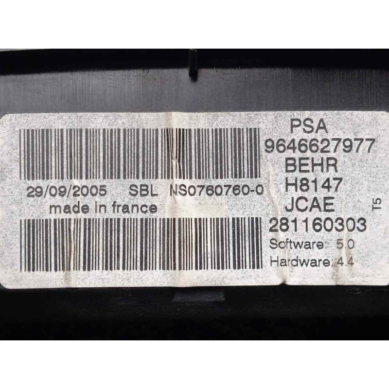 Recambio de mando climatizador para peugeot 307 berlina (s2) 1.6 16v cat referencia OEM IAM 9646627977-281160303 2.SERIE 