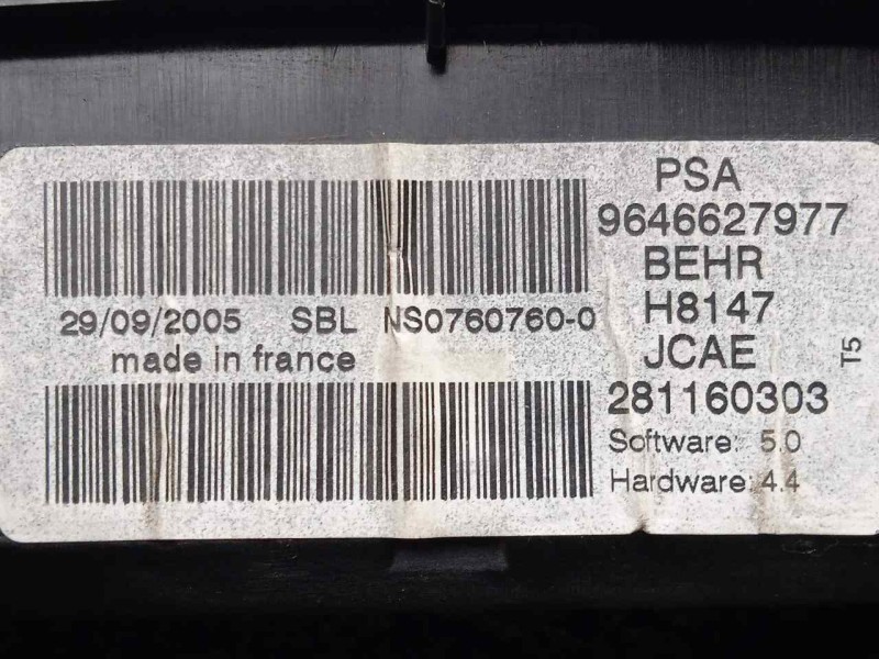 Recambio de mando climatizador para peugeot 307 berlina (s2) 1.6 16v cat referencia OEM IAM 9646627977-281160303 2.SERIE 