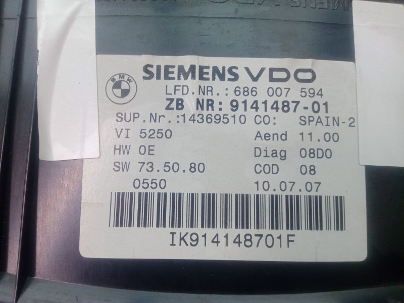 Recambio de cuadro instrumentos para bmw serie 3 touring (e91) 2.0 16v diesel referencia OEM IAM IK914148701F  