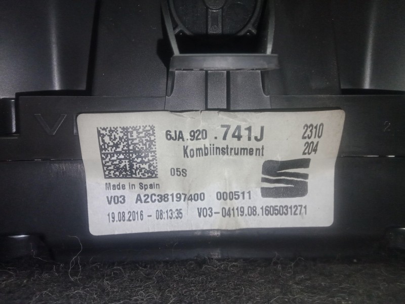 Recambio de cuadro instrumentos para seat toledo iv (kg3) 1.6 tdi referencia OEM IAM 6JA920741J  
