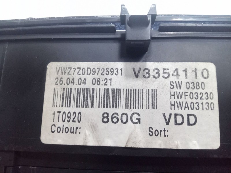 Recambio de cuadro instrumentos para volkswagen touran (1t1, 1t2) 1.9 tdi referencia OEM IAM V3354110-1T0920860G  SIEMENS.VDO