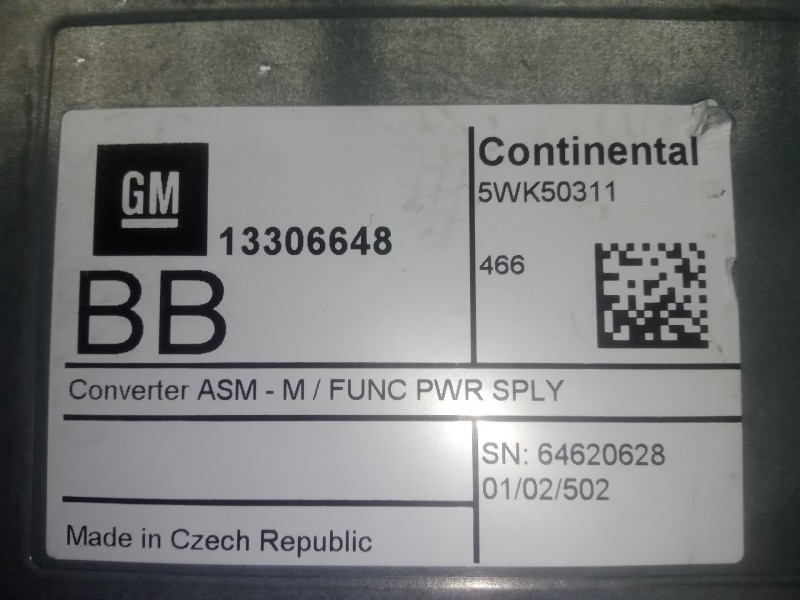 Recambio de modulo electronico para opel astra k (b16) 1.4 turbo (68) referencia OEM IAM 13306648-5WK50311  