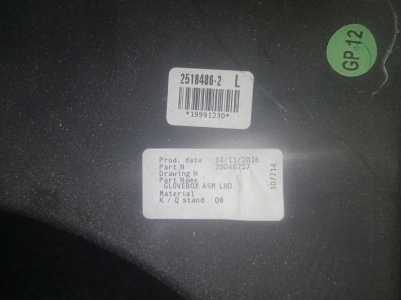 Recambio de guantera para opel astra k (b16) 1.4 turbo (68) referencia OEM IAM 39046757 NEGRO 