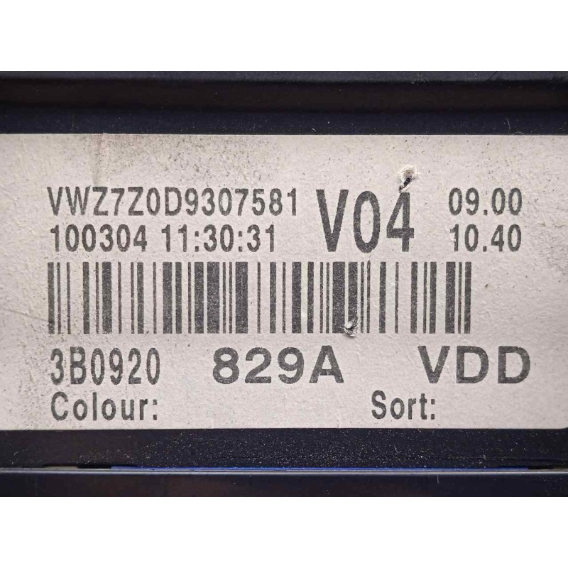 Recambio de cuadro instrumentos para volkswagen passat berlina (3b3) 1.9 tdi referencia OEM IAM 3B0920929A-110080198 2.CONECTORE