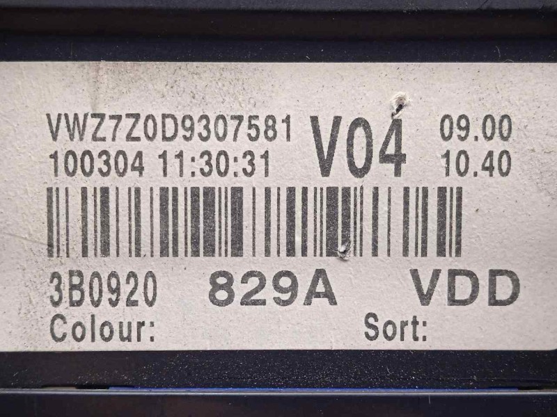 Recambio de cuadro instrumentos para volkswagen passat berlina (3b3) 1.9 tdi referencia OEM IAM 3B0920929A-110080198 2.CONECTORE