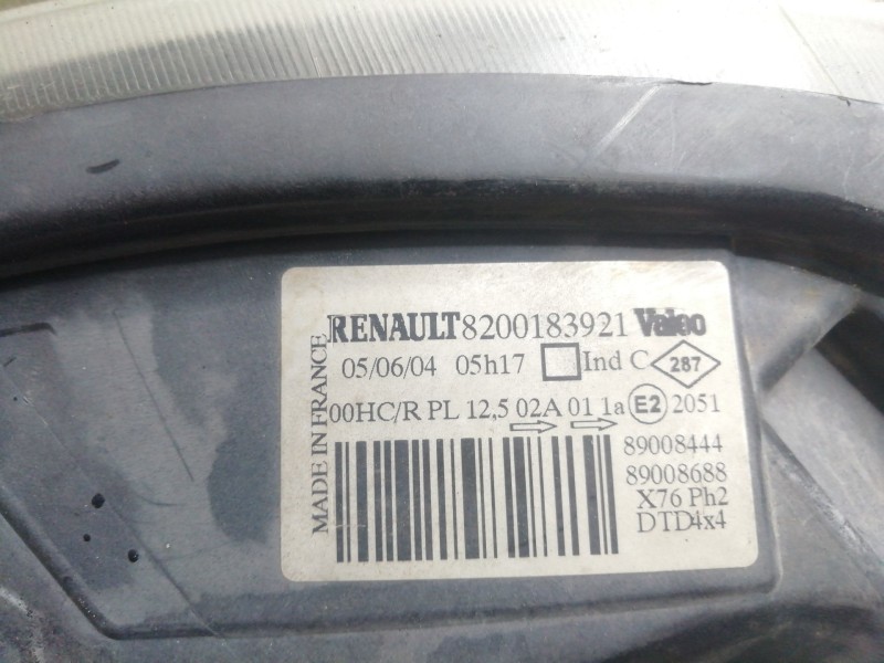 Recambio de faro derecho para renault kangoo (kc0/1_) 1.5 dci (kc07) referencia OEM IAM 8200183921-89008444-89008688 FONDO.NEGRO