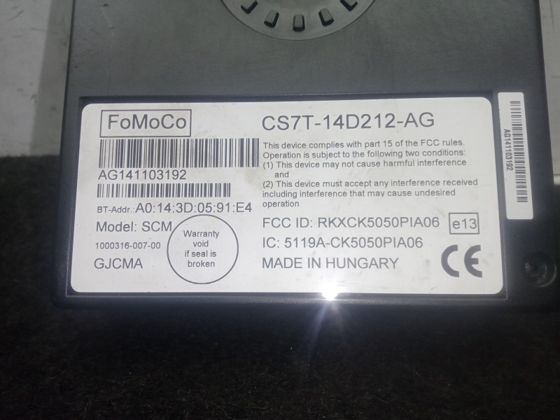 Recambio de modulo electronico para ford mondeo iv (ba7) 1.6 tdci referencia OEM IAM CS7T14D212AG  