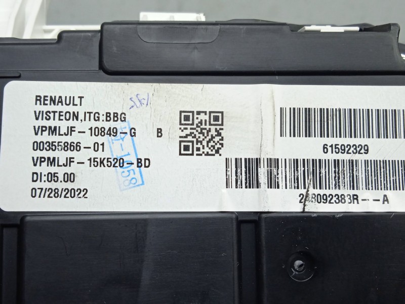 Recambio de cuadro instrumentos para dacia spring ev (b6m1) referencia OEM IAM 61592329-248092383R-00355866 VISTEON 1.CONECTOR