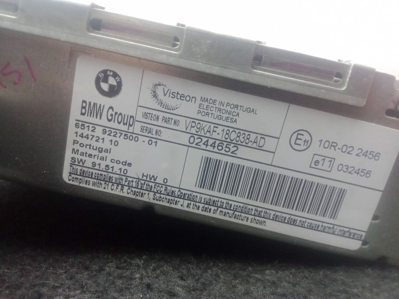 Recambio de sistema audio / radio cd para bmw 1 (e81) 116 d referencia OEM IAM 6512922750001-14472110-VP9KAF18C838AD  VISTEON