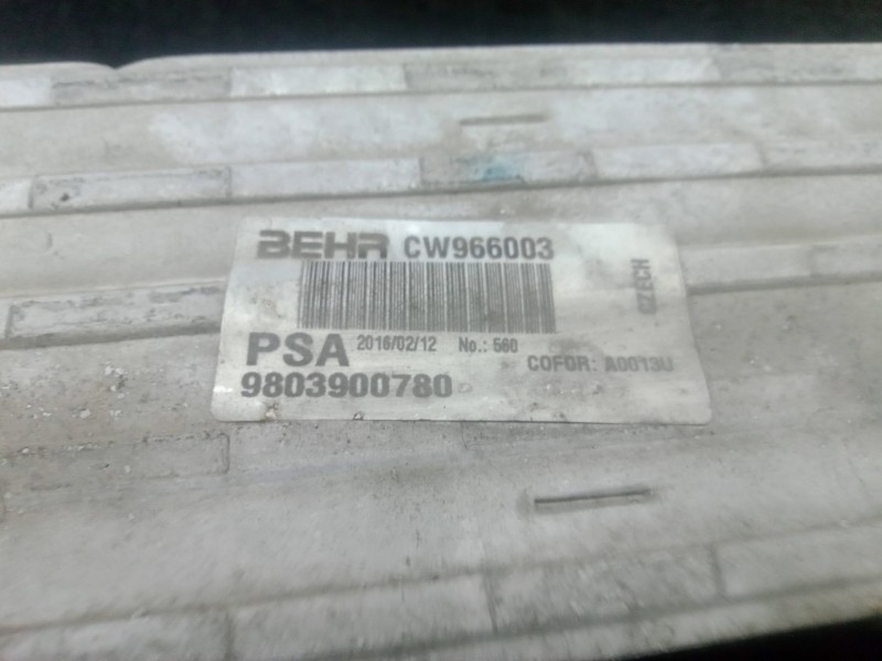 Recambio de intercooler para peugeot 208 1.6 blue-hdi fap referencia OEM IAM 9803900780  CW966003
