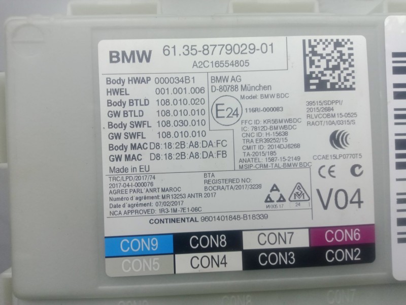 Recambio de caja reles / fusibles para bmw 5 (g30, f90) 520 d referencia OEM IAM 6135877902901 CONTINENTAL A2C16554805