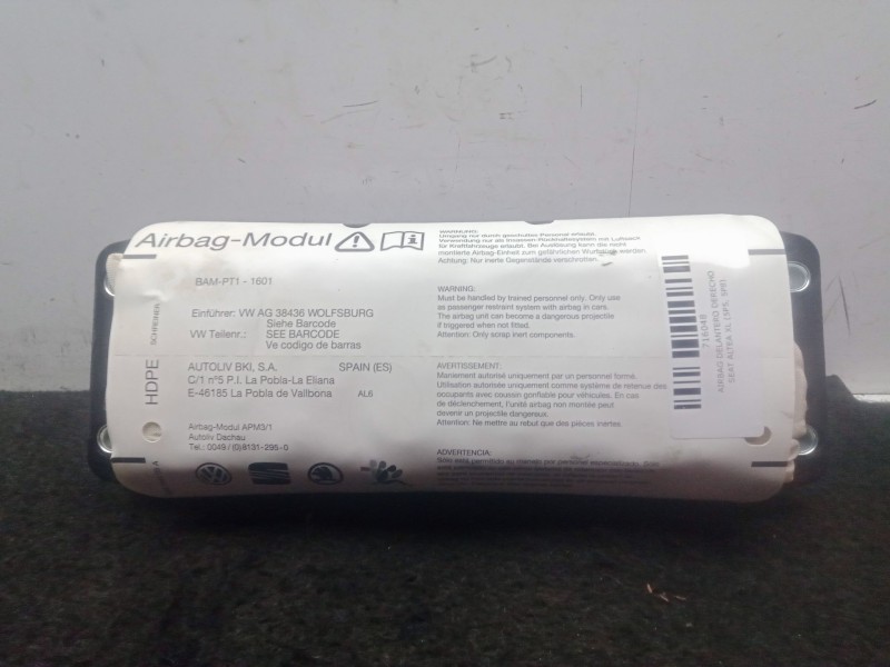Recambio de airbag delantero derecho para seat altea xl (5p5, 5p8) 1.6 tdi referencia OEM IAM 5P0880204F  