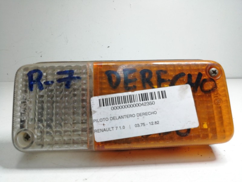 Recambio de piloto delantero derecho para renault 7 1.0 referencia OEM IAM  R7. - 75-82 AMBAR - BLANCO