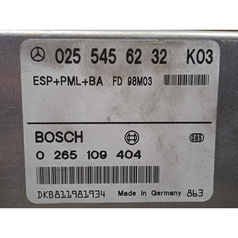 Recambio de centralita abs para mercedes-benz clase e (w210) berlina diesel 3.0 turbodiesel cat referencia OEM IAM 0265109404-02