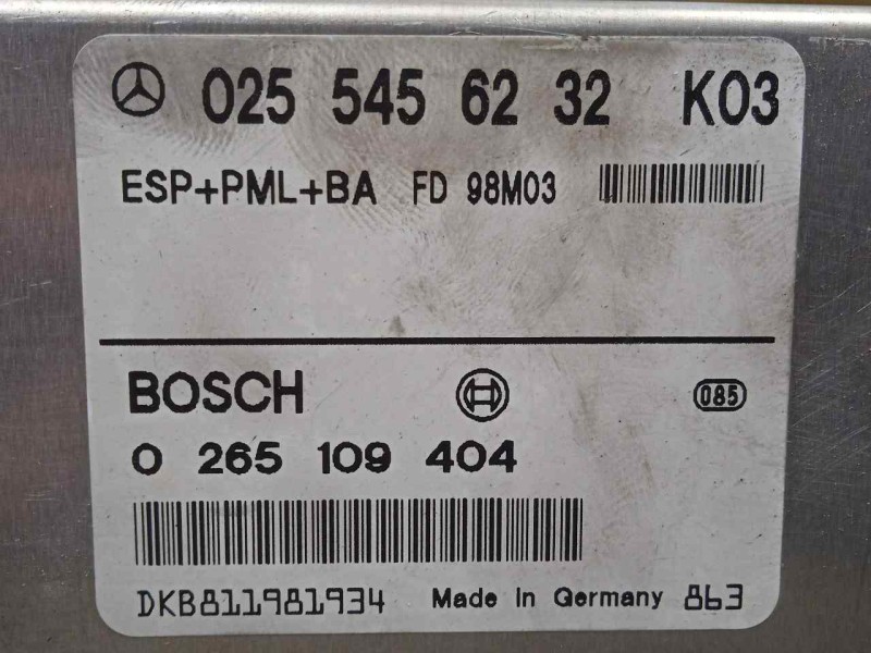 Recambio de centralita abs para mercedes-benz clase e (w210) berlina diesel 3.0 turbodiesel cat referencia OEM IAM 0265109404-02
