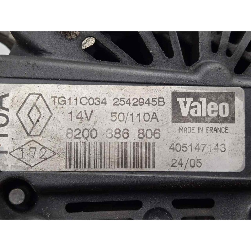 Recambio de alternador para renault scenic ii 1.5 dci diesel referencia OEM IAM TG11C034-8200386806 110AH - VALEO POLE.EMBRAGUE 