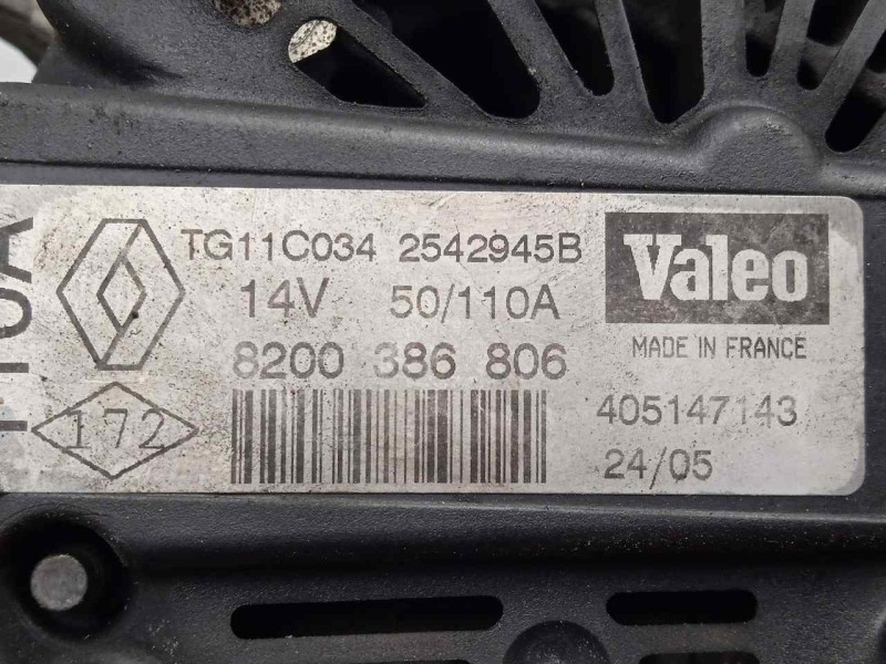 Recambio de alternador para renault scenic ii 1.5 dci diesel referencia OEM IAM TG11C034-8200386806 110AH - VALEO POLE.EMBRAGUE 