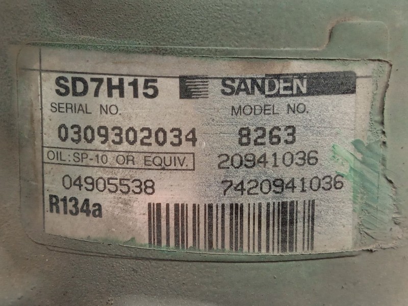 Recambio de compresor aire acondicionado para volvo fl xxx 7.2 diesel referencia OEM IAM 8263-SD7H15 SD7H15 SANDEN - 10.CANALES