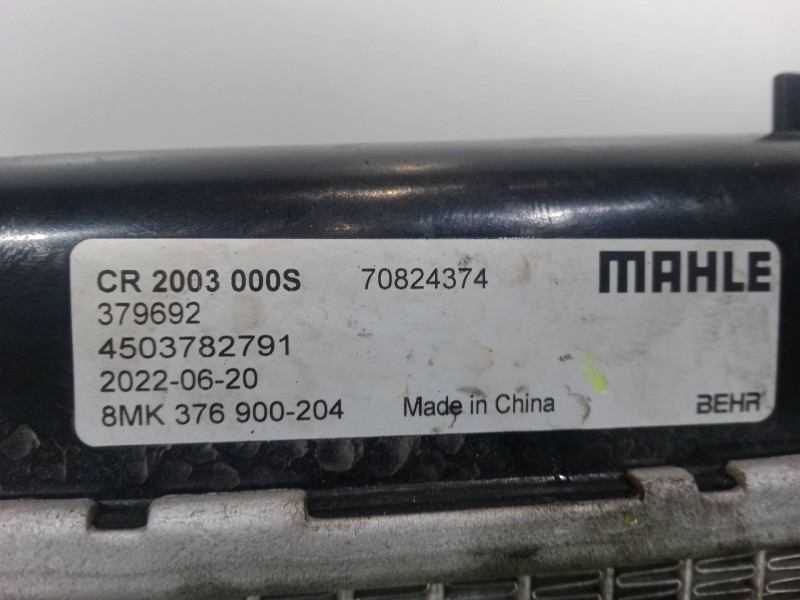Recambio de radiador agua para fiat doblo cargo (263_) 1.3 d multijet (263wxu1a) referencia OEM IAM SINREFERENCIA  388X620X16